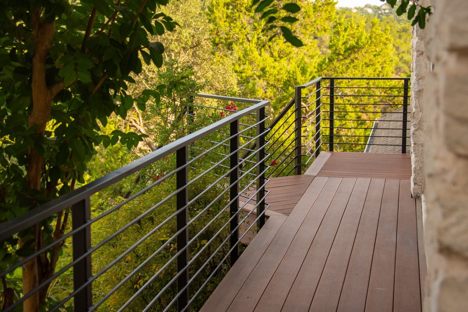 Elevated walkway with cable railing