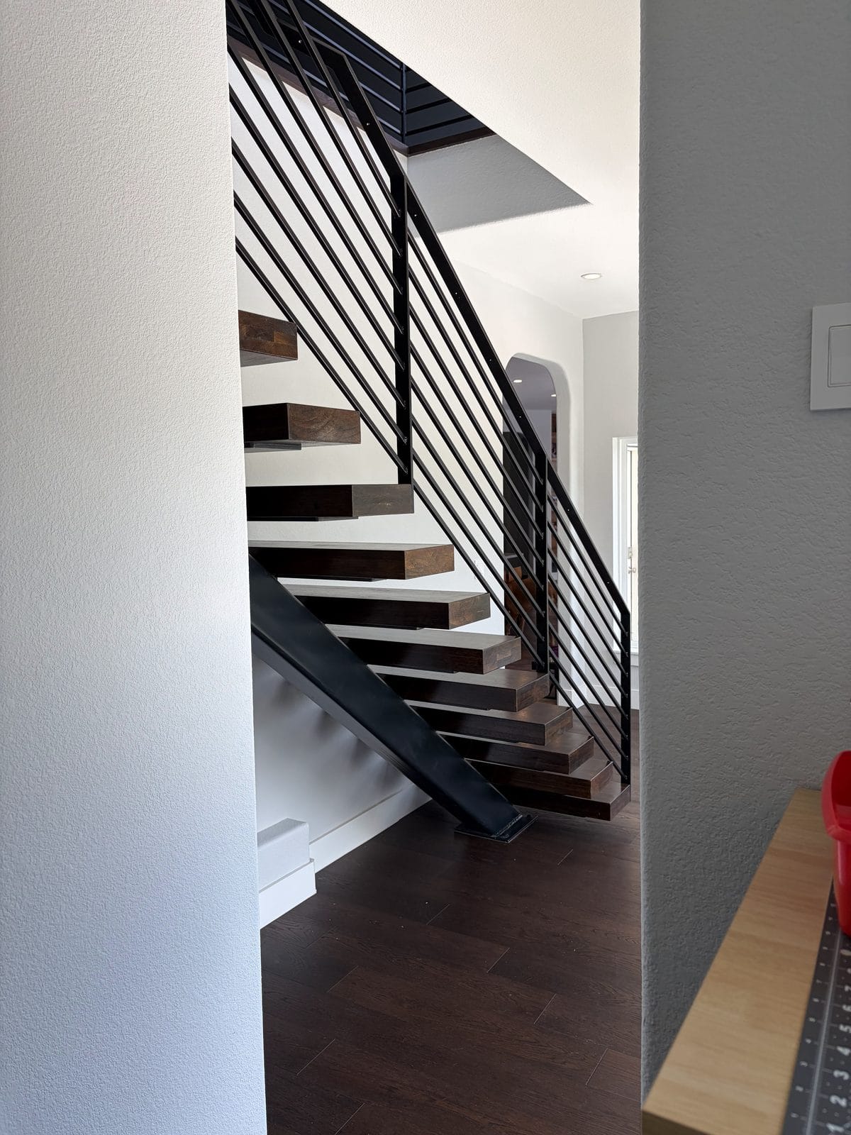 Custom steel staircase with cable railing